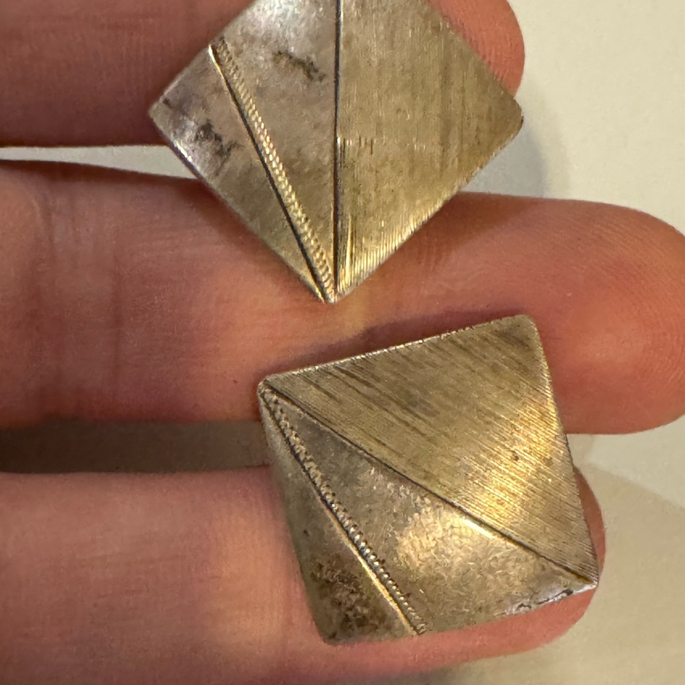 Vintage Hopi Native Howard Sice Sterling Silver Square Post Earrings  4.6g